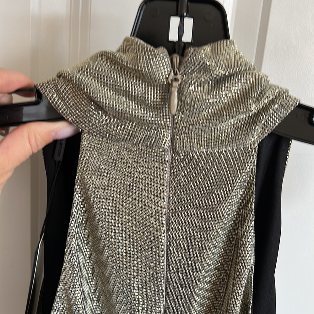 Metallic Cowl Neck Halston Evening Collection Mini Dress - Picture 4 of 7